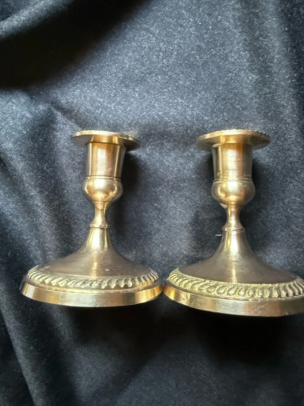 Brass Rope-Edge Candlestick Pair